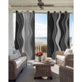 thumbnail image 4 of Abstract Black Moire Blackout Curtains 72 Inches Length, Gradient Coastal Ocean Geometric Waves Window Treatment Thermal Insulated Drapes for Bedroom Living Room 2 Panels 104x72 Inches, 4 of 8
