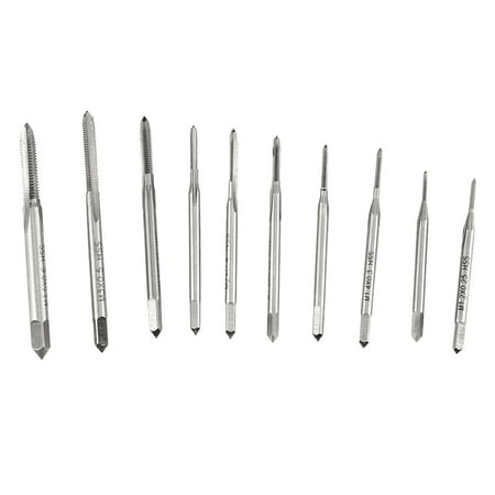 

Miniature Straight Flute High-Speed Steel Tap Set 10 Pieces M1 to M3.5 Plug Taps with Drill Bits
