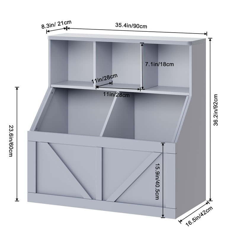 TROPOW Kids Bookshelf and Toys Storage,Kids Toys Storage Organizer,Toys Storage Cabinet with Toys Shelf,Toddler Bookshelf Toys Organizer and Storage Bins for Playroom