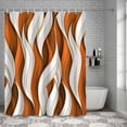 thumbnail image 3 of Shower Curtain Orange White Stripes Bathroom Curtains with Hooks, Waterproof Fabric Abstract Geometric Aesthetic Striped Bath Shower Curtains Set for Bathroom Bathtubs Decor 36x72 Inch, 3 of 9