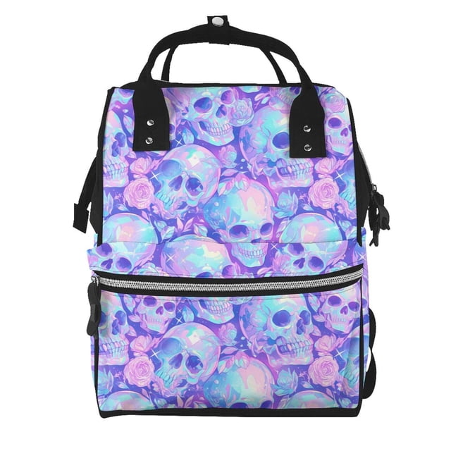 Disketp Blue Skull Daisy Mochila de Pañales de Gran Capacidad con Múltiples Bolsillos, Mochila de Viaje Multifuncional para Bebé, Unisex, Moderna y Resistente