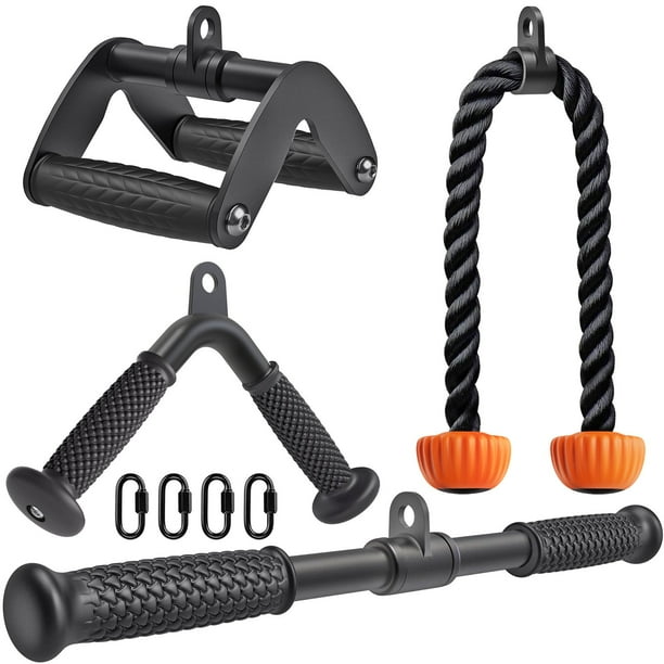 Kit de accesorios para máquina de cable SELEWARE con cuerda para tríceps de 28" y barras