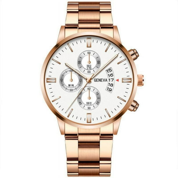 Reloj de pulsera de acero para hombre, reloj de cuarzo con calendario, para negocios y ocio, reloj para hombre