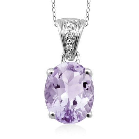 JewelersClub 1.65 Carat T.W. Pink Amethyst Gemstone and Accent White Diamond Pendant, 18