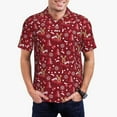 thumbnail image 2 of Cauagu Festive Reindeer Print Men's Polo Shirts, Short-Sleeve Polo Shirts for Men Performance Golf Shirt Athletic Casual Collared T-Shirt-3X-Large, 2 of 8