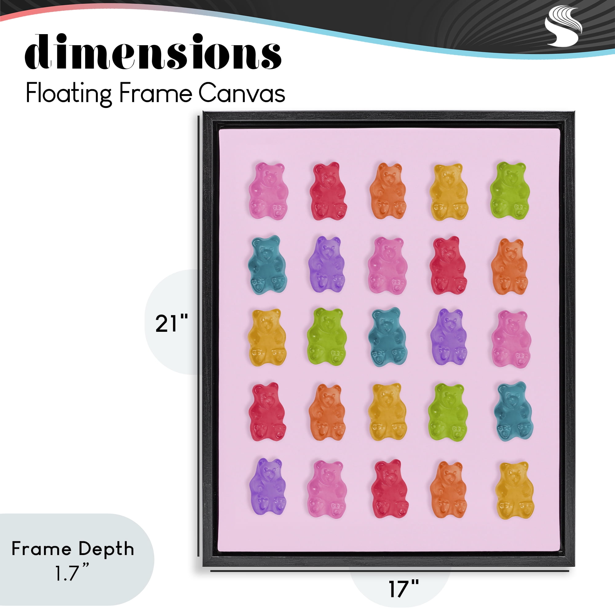 Stupell Industries Pastel Gummies on Pink Black Framed Floater Canvas Wall Art, design by LISH Creative