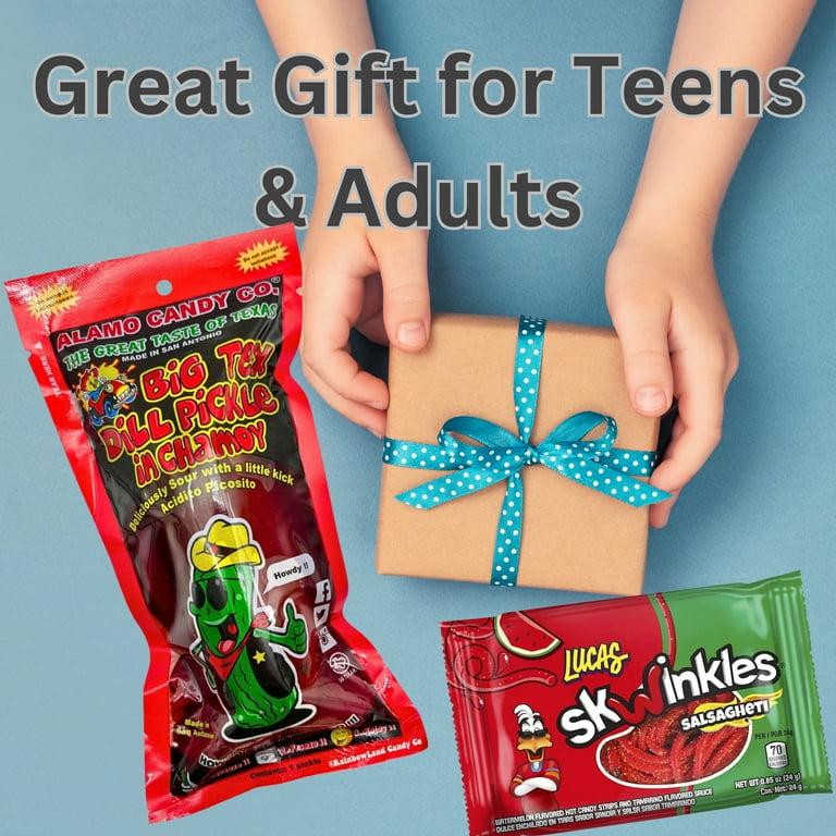 Chamoy Pickle Kit - Includes the Big Tex Chamoy Pickle, Takis Fuego, Lucas Swinkles Salsaghetti & Other Mexican Candies