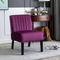 thumbnail image 3 of Reese Mid Century Modern Velvet Accent Chairs Set of 2, Eggplant Purple, Living Room & Bedroom, 29.5"W x 20.8"D, Plush Upholstery, Solid Wood Legs, Chic & Durable, 3 of 5