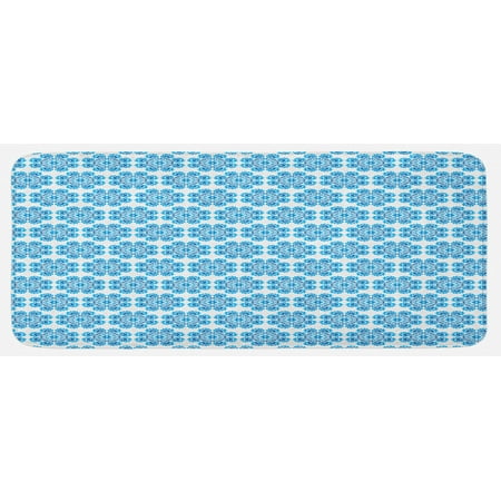 

Ethnic Kitchen Mat Polish Folklore Inspirations in Floral Motifs Composition with Heart Plush Decorative Kitchen Mat with Non Slip Backing 47 X 19 Blue and Dark Blue by Ambesonne