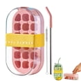 thumbnail image 1 of Ice Cub-e Bottle with Straw, 2-in-1 Water Bottle Ice Cube-s Tray with Lid and Container, Squeezze to Remove, Making Freezer Coffee Juice for Home Kitchen Travel Outdoor Camping, 1 of 7