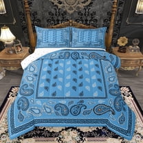 Homewish Bohemain Paisley Queen Comforter Set,Paisley Print Bedding Sets,Blue White Bedding Comforter Set For Boys Girls,Super Cozy Room Decor Reversible,3-Piece