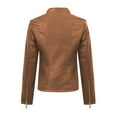 thumbnail image 3 of YUGYXL Slim Fit Stylish Vegan Leather Motor Jacket for Women Biker Motorcycle Coat Zipper Jackets Gold XS, 3 of 4