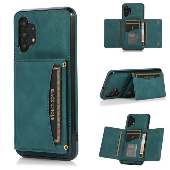 Allytech for Samsung Galaxy S10 Case with Card Slots, Vegan PU Leather Wallet Case Folding Stand Magnetic Closure Shockproof Business Style Case for Galaxy S10(6.1" 2019), Blue