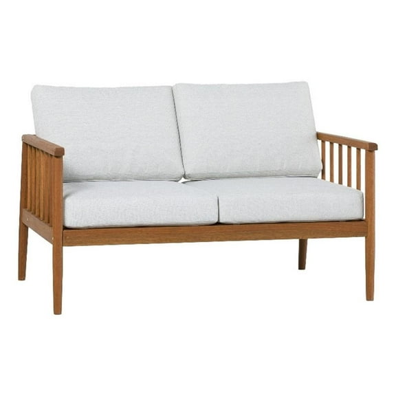 Pemberly Row Modern Outdoor Solid Wood Spindle Style Double Lounge - Brown