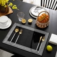 thumbnail image 3 of Black Geometric Placemats Set of 6, Greek Key Design Abstract Modern Art Placemats for Dining Table, Place Mats for Kitchen Tabletop, Waterproof Wipeable Dining Table Mats Set, 3 of 9