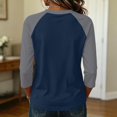 thumbnail image 6 of Tops for Women 3/4 Sleeve Women's Color Block Tops Casual Dressy Crew Neck Shirts Blouses Trendy Fall Loose Fit Outfits,M, 6 of 7