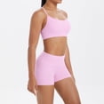 thumbnail image 5 of QIbmong Workout Sets for Women Sleeveless Spaghetti Straps Halter Neck Camisoles and High Waist Biker Shorts Summer Gym Outfits(XL,Pink), 5 of 9