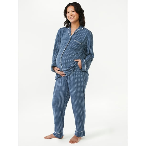 Joyspun Women's Maternity Sleep Set, 2Piece, Sizes S to 3X