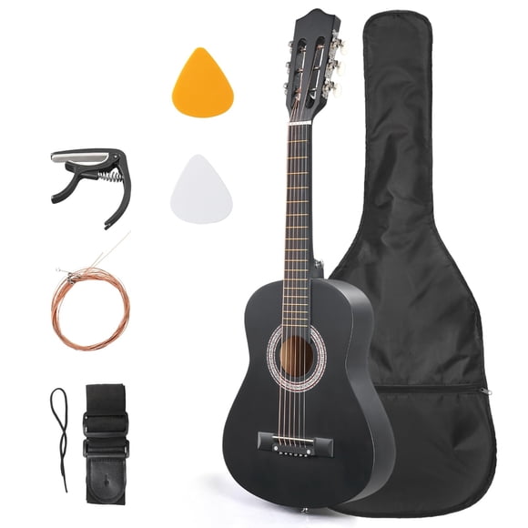 Guitarra Acústica Ktaxon 30" Kit de 6 Cuerdas en Basswood Negra
