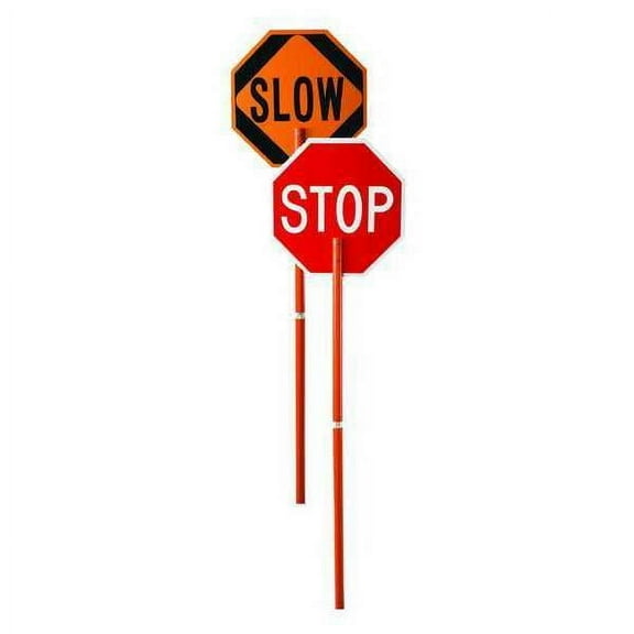 Traffic Paddle Sign, 2-Sided Stop/Slow, Engineer Reflective, 24 in HxW, Pole Mounted, 81 in Handle(03-822P)