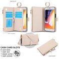 thumbnail image 2 of Allytechgroup Wallet Case for iPhone 7 / 8 / SE 2022 & 2020, RFID Blocking Multiple Cards Holder Zipper Pocket Hand Strap Shockproof Stand Phone Case with Crossbody Lanyard for Women Girls, White, 2 of 7