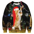 thumbnail image 3 of Suéter navideño feo unisex para hombre y mujer 2019 para vacaciones, suéter divertido de Papá Noel y gato, ropa de otoño e invierno para Navidad, 3 of 5