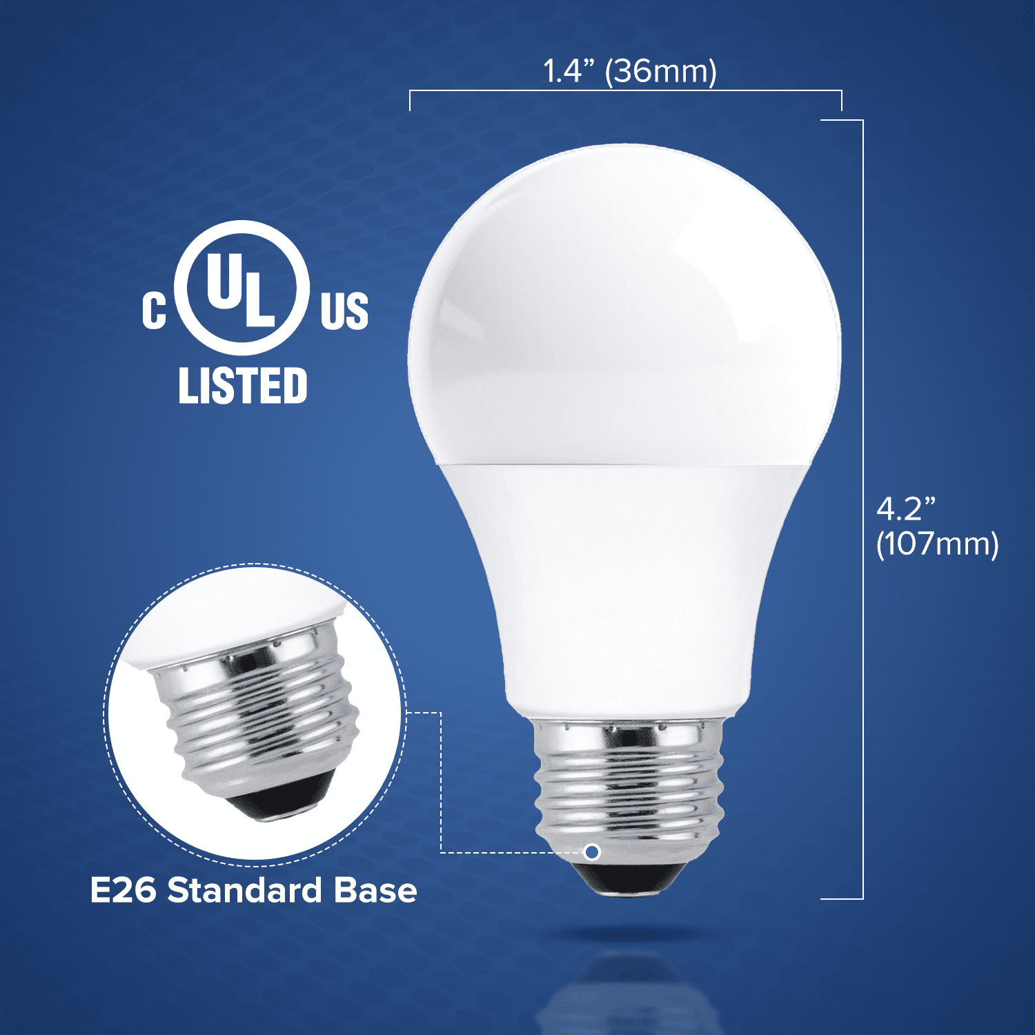 Xtricity A19 LED Light Bulb, 9W (60W Eqv), E26 Base, 3000K, Non-Dimmable, UL Listed (4 Pack)