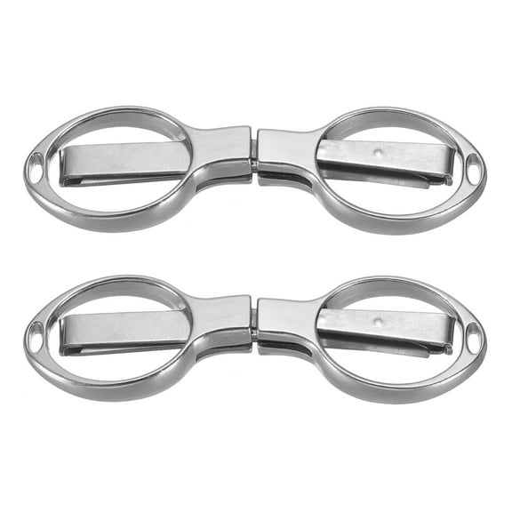 Uxcell Folding Scissors Portable Travel Mini Scissors Bulk Glasses-Shape Shear for Outdoor Fishing Craft, Silver 2 Pack