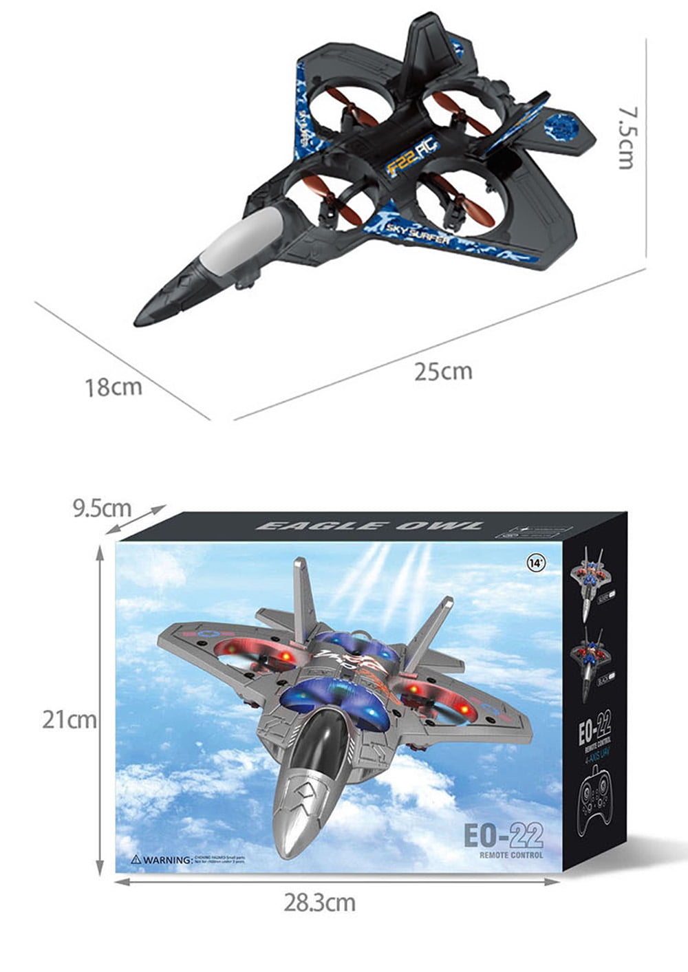 F-22 Fighter Jet Stunt RC Toy – 4-Channel Remote Control Aircraft with LED Lights, Auto Flip, One-Key Takeoff/Landing – Crash-Resistant EPP Foam – Perfect for Beginners & Teens 14+