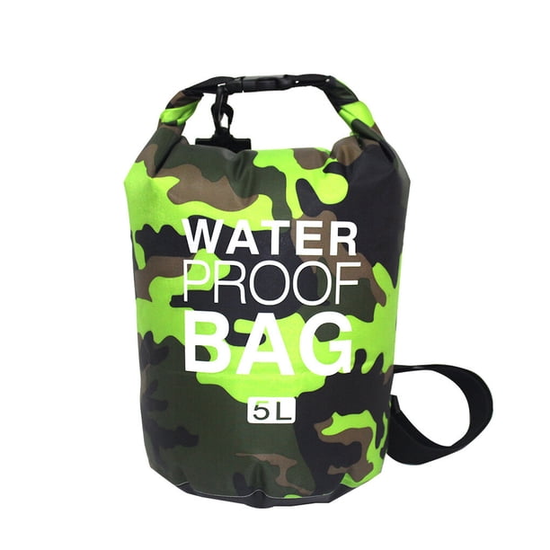 Greeniant Bolsas secas impermeables de camuflaje para exteriores de 2/5/10/15L, bolsa seca portátil para Rafting y buceo, bolsas de natación de Deportes acuáticos camuflaje verde 19x40cm