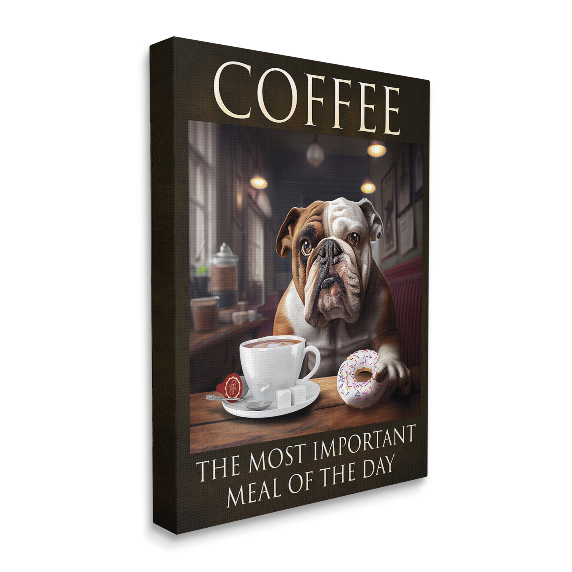 Stupell Industries Coffee Important Meal Dog Animals & Insects Painting Gallery Wrapped Canvas Print Wall Art, 24 x 30