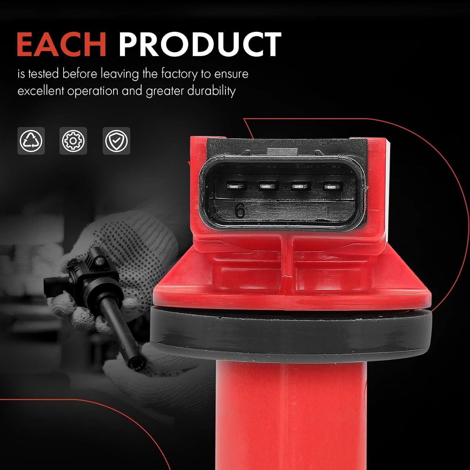 A-Premium (Red) Engine Ignition Coil Pack Compatible with Toyota Prius 2001-2009, Prius C 2012-2019, Yaris 2006-2018, Echo 2000-2005 & Scion xB 2004-2006, xA 2004-2006, 1.5L, 4-PC Set