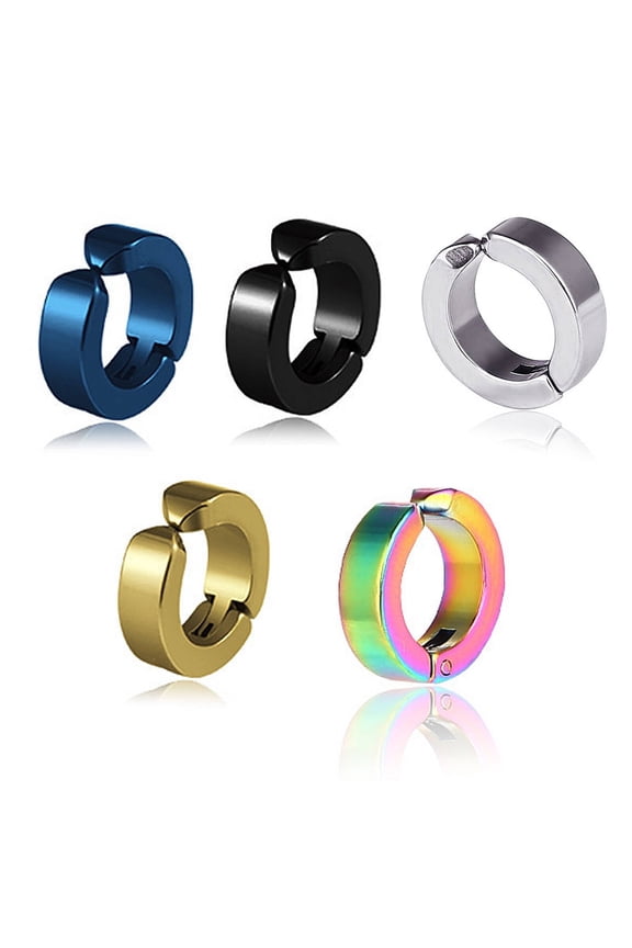 5Pcs Earrings,No Piercing Required Clip on Earrings,Hypoallergenic Titanium Steel Ear Cuffs,Style1