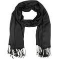 thumbnail image 3 of Sakkas 78" X 28" Rayon from Bamboo Soft Solid Pashmina Feel Shawl / Wrap / Stole - Black - One Size, 3 of 4