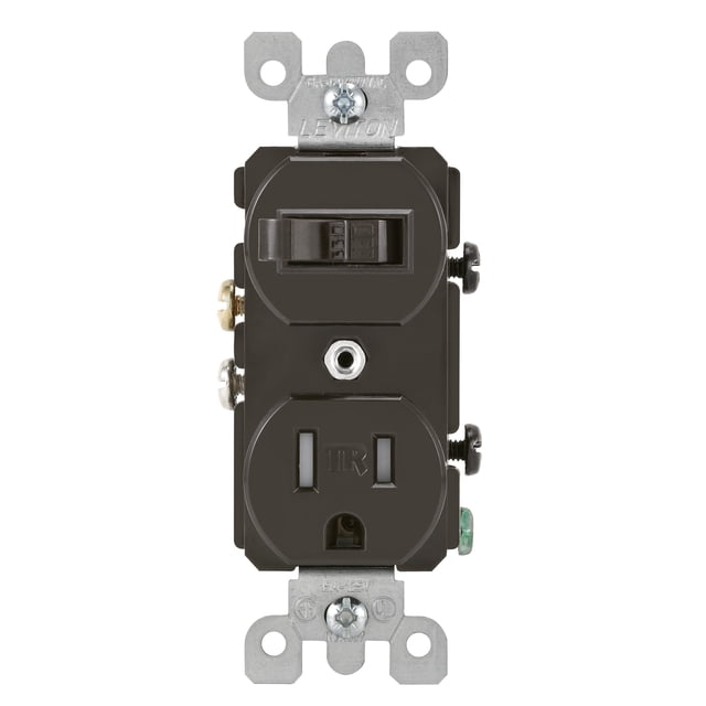 Interruptor de palanca combinado y receptáculo resistente a manipulaciones Leviton T5225 15A