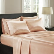 Comfort Classics Satin Wrinkle-free Luxurious 6-Piece Sheet Set, Blush, Queen