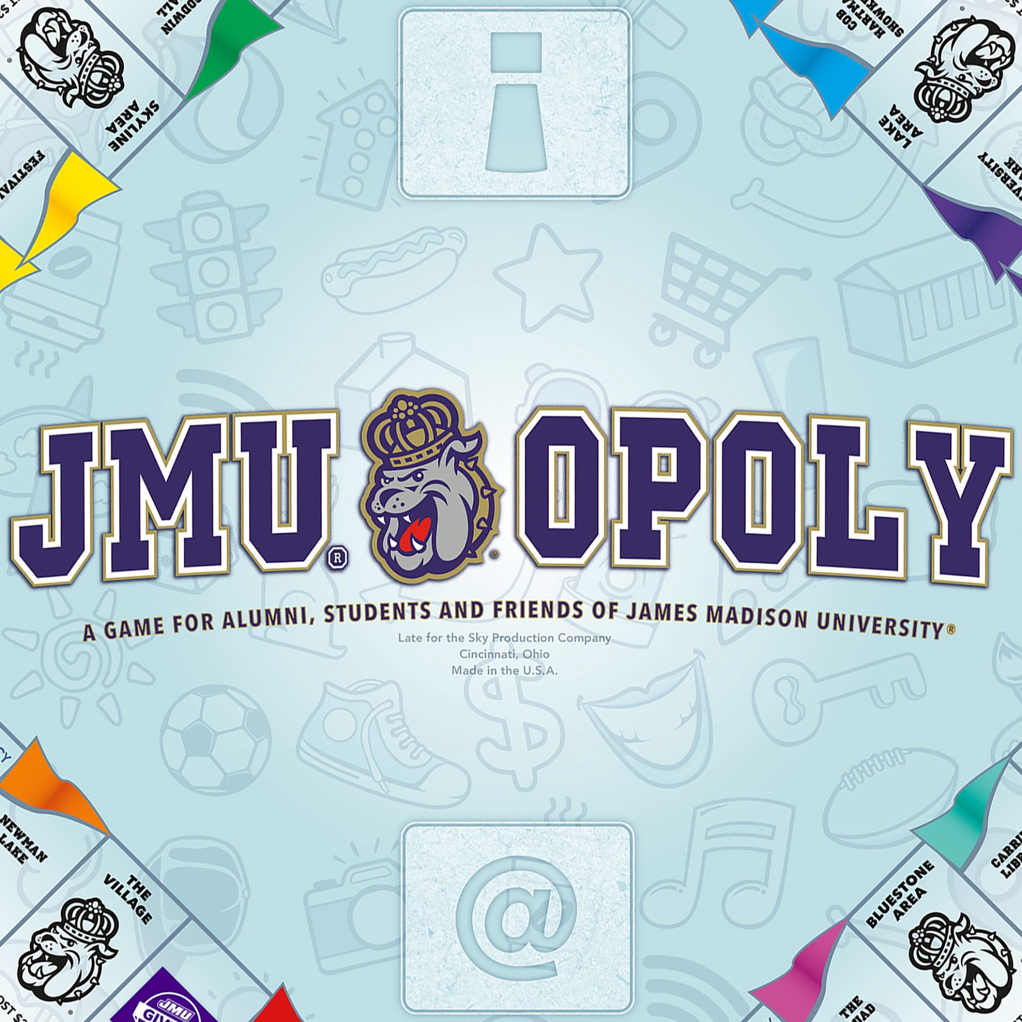 Late For The Sky: JMU-Opoly - James Madison University Themed Family Board Game, Opoly-Style, Traditional Play Or 1 Hr Version, Ages 8+, 2-5 Players