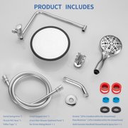 JoyRain High Pressure 8” Overhead Shower & 4.5” 8-Mode Handheld Combo with 90° Extension Arm, Adjustable Height, Chrome