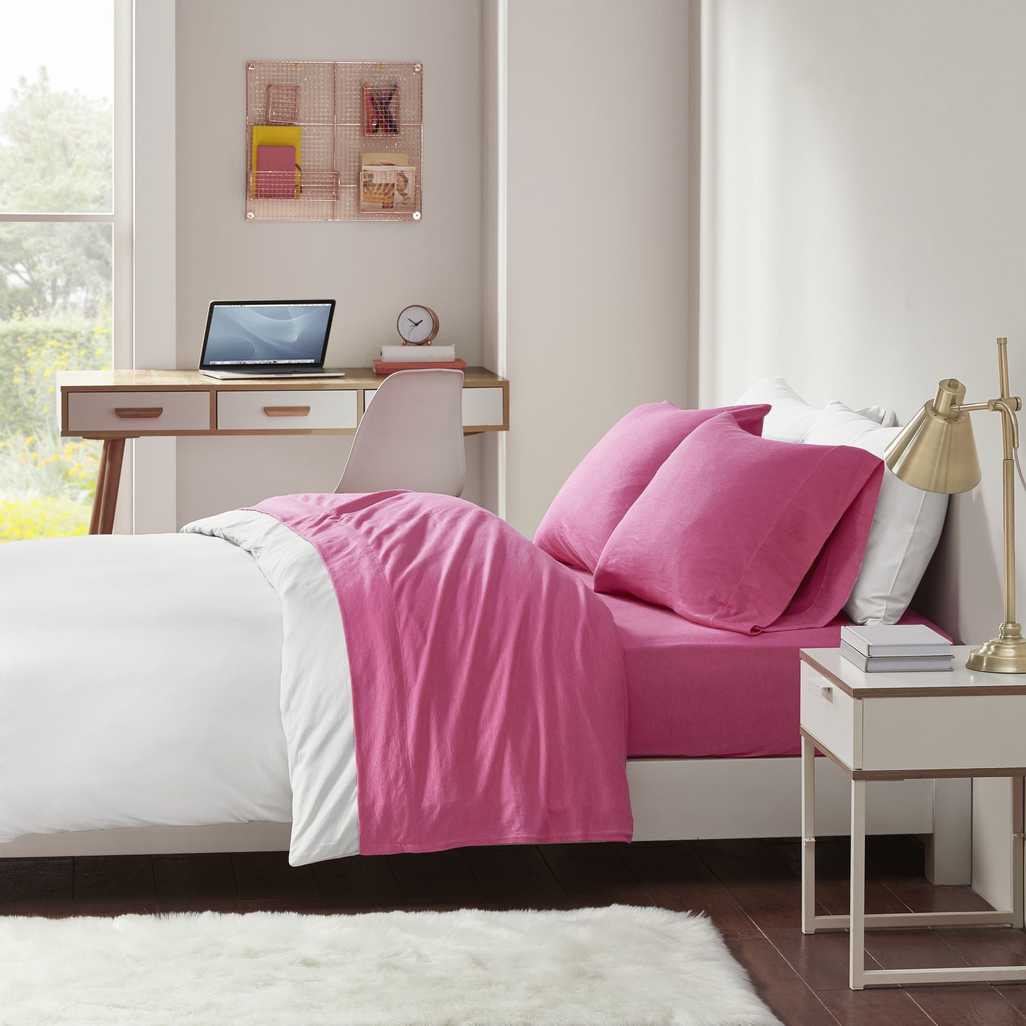 Comfort Classics All Season Cotton Blend Jersey Knit Sheet Set, Pink