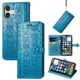 thumbnail image 2 of Funda Cartera FOXDOCK para iPhone 16 , Flip PU con Relieve de Gatos y Perros, Tarjetero y Soporte, 2 of 6