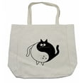 thumbnail image 1 of Ying Yang Shopping Bag, Cats Cuddle Hugging Unity Ying Yang Sign Cartoon Animals Feng Shui, Eco-Friendly Reusable Bag for Groceries Beach and More, 15.5" X 14.5", Cream, by Ambesonne, 1 of 2