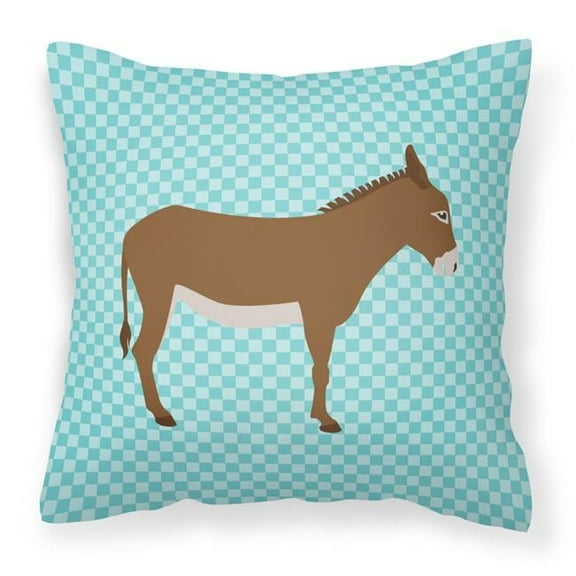 Cotentin Donkey Blue Check Fabric Decorative Pillow, 18 x 18 in.