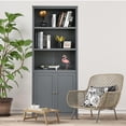 thumbnail image 3 of Giantex Standing Wooden Display Bookcase w/Doors, Ideal for Home Bedroom, Living Room, Office, Library, Grey, 3 of 9
