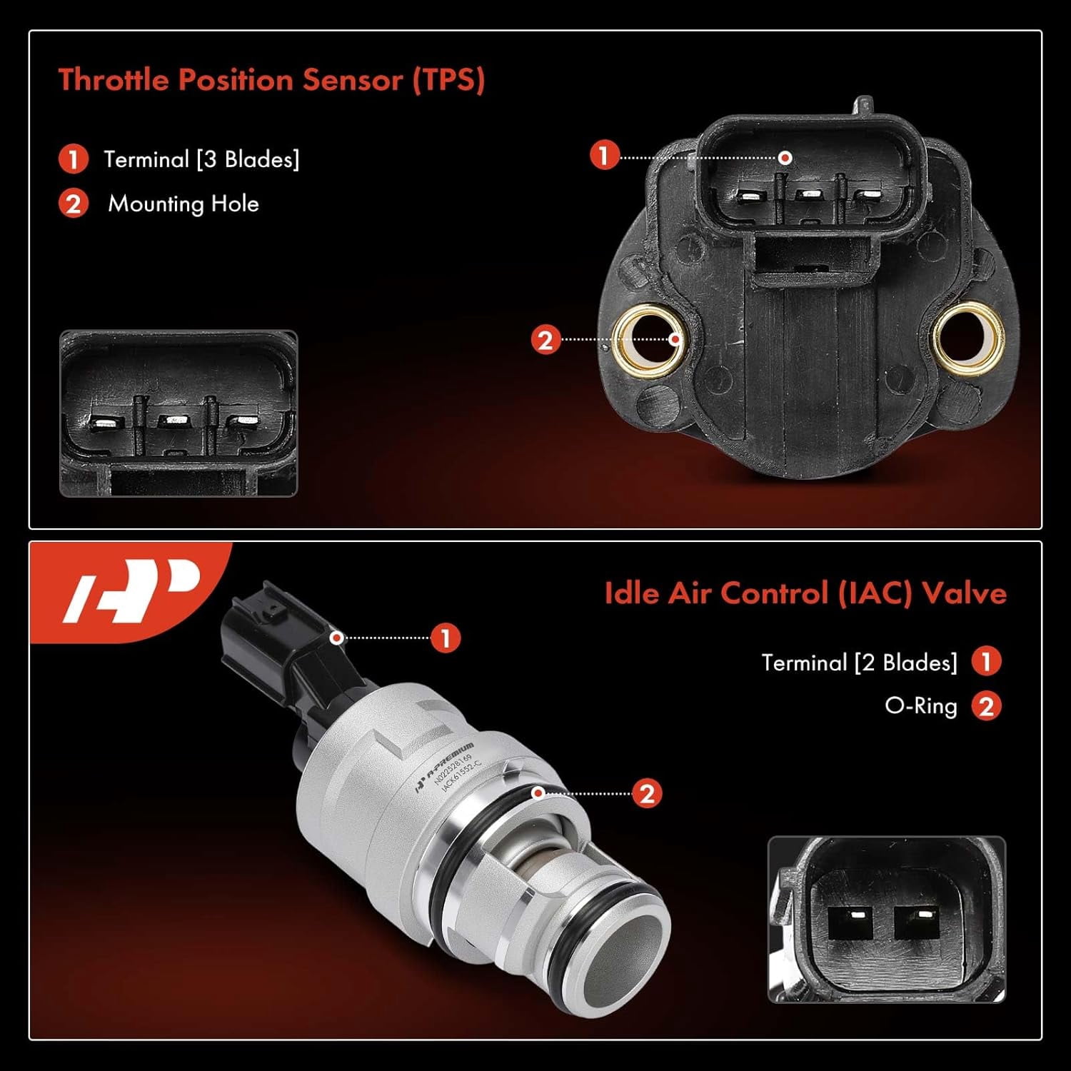 A-Premium Idle Air Control Valve IAC + Throttle Position Sensor TPS Compatible with Jeep Grand Cherokee 2005-2007, Commander 2006-2007 & Dodge Durango, Dakota, Ram 1500 & Chrysler & Mitsubishi, 4.7L