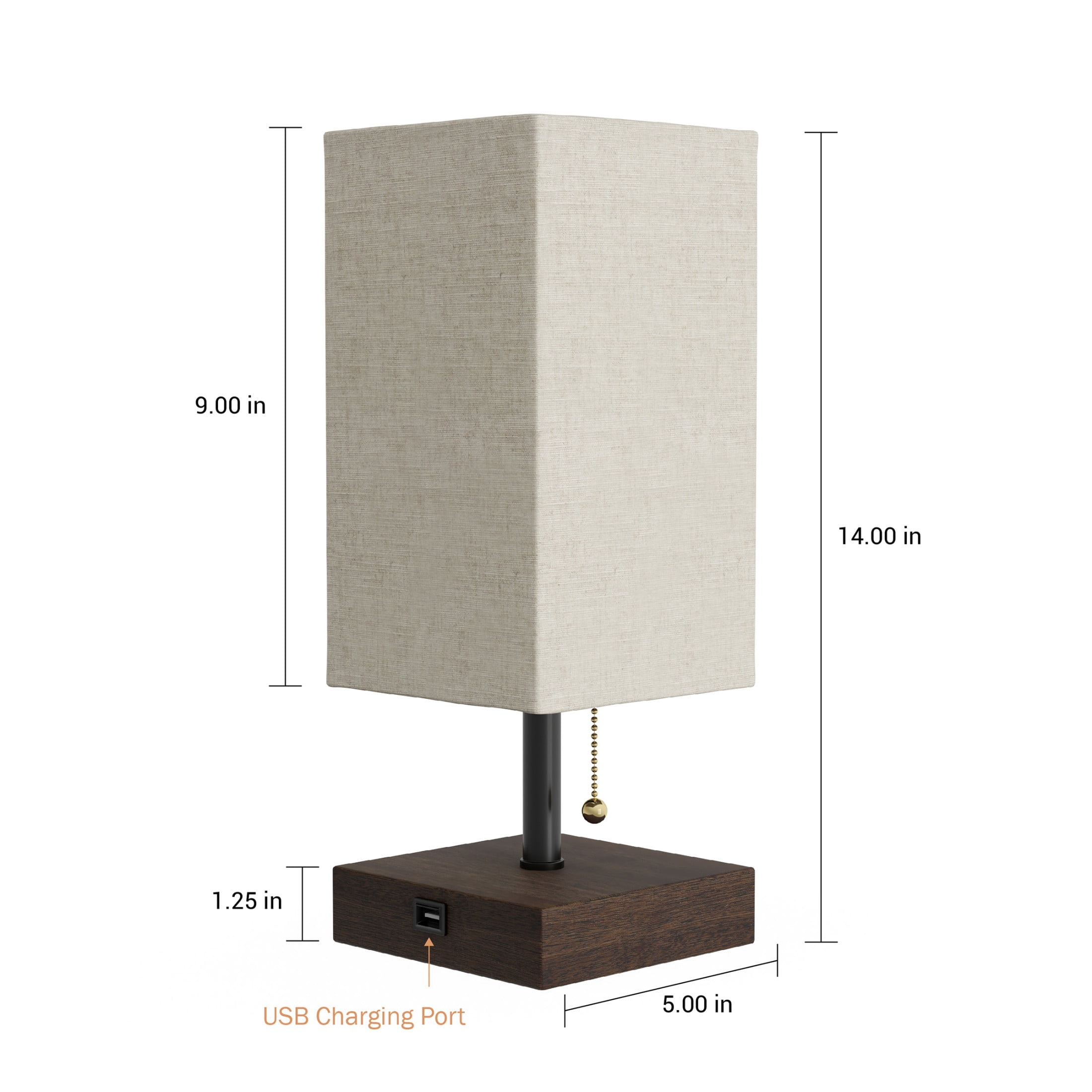 Lavish Home Small LED Desk Lamp with USB Charging Port (Linen/Brown)