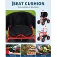 thumbnail image 4 of YUSAZENS 360Degrees Rotatable Rolling Garden Work Stool with Retractable Handle 4 Wheels Double Frame Backrest Armrest Iron Rubber Structure Red for Yard Work, 4 of 8