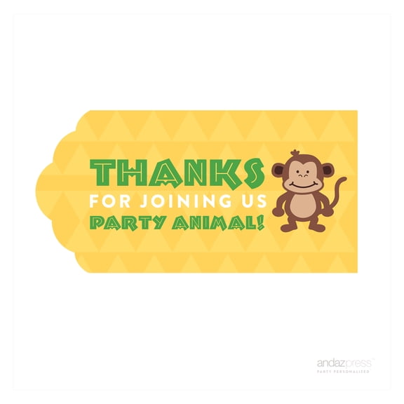 Jungle Safari Birthday Scallop Favor Gift Tags, 16-Pack