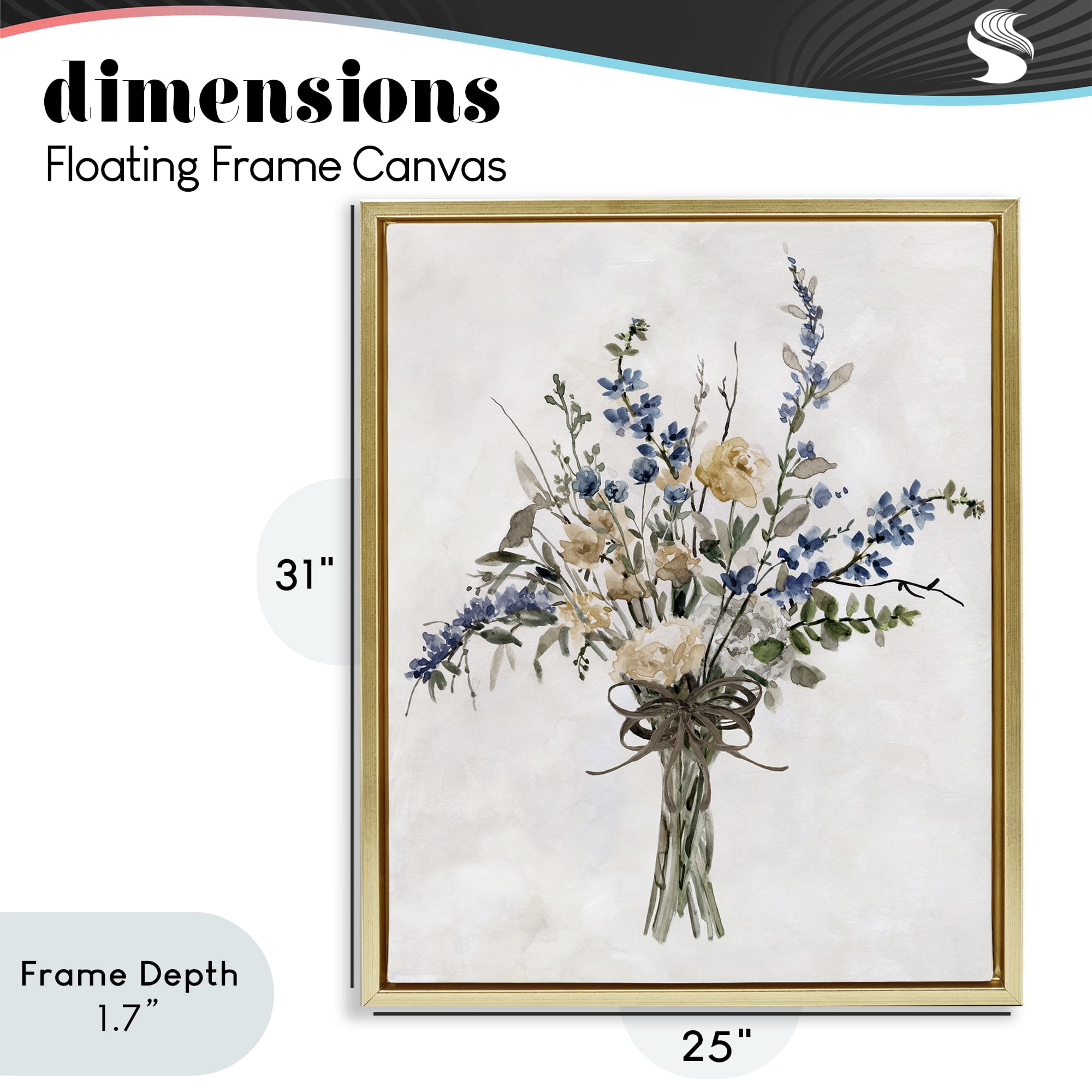 Stupell Industries Subdued Flower Bushel Gold Framed Floater Canvas Wall Art, design by Carol Robinson
