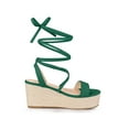 thumbnail image 3 of BLISSFUL STEP Women's Lace Up Wedge Heel Platform Slingback Strappy Sandals, 3 of 8