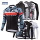 thumbnail image 2 of Camiseta de ciclismo profesional de manga larga KEMALOCE Camo para hombre, color negro, para primavera, para ciclismo de montaña, de poliéster, de manga larga, transpirable, 2 of 5